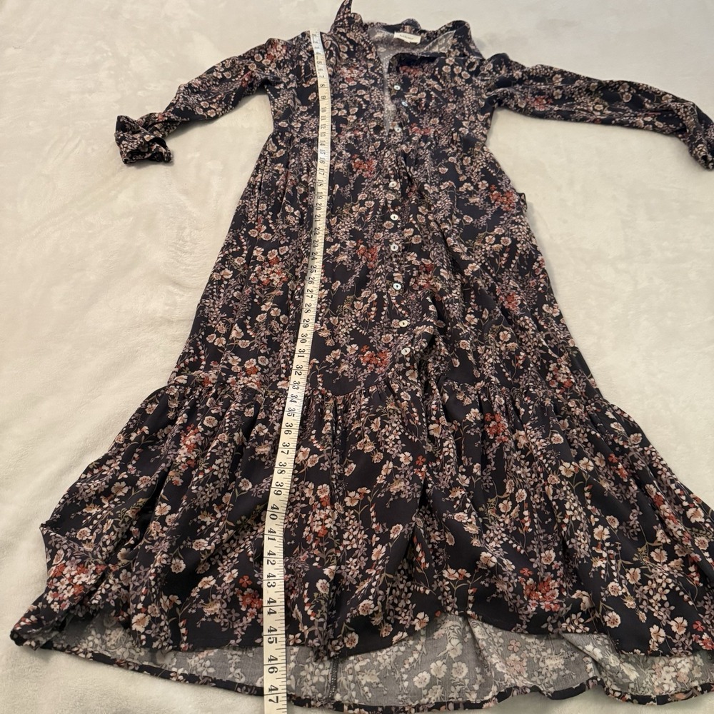 Bohme Floral Print 100% Rayon Long‎ Sleeve Button Down Boho Dress Small - Picture 7 of 10